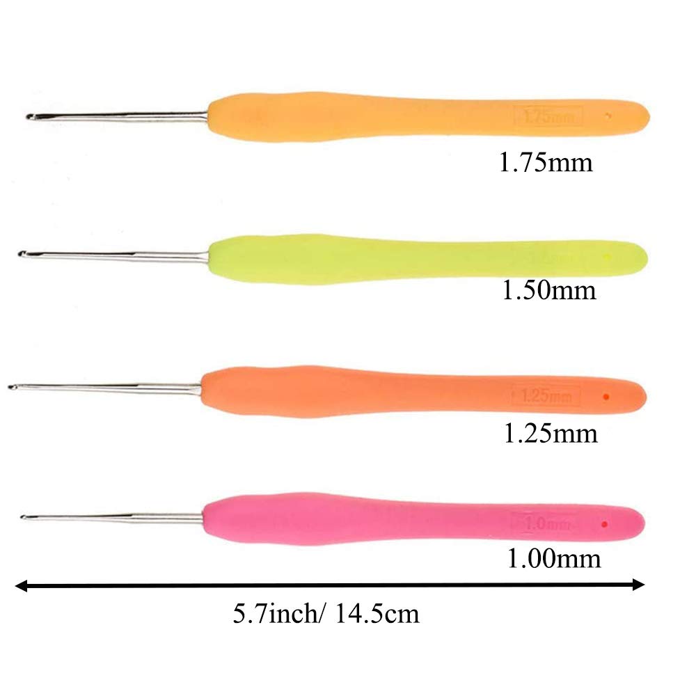 Set 4 Crochets à Dentelle COOPAY 1.0-1.75mm - Acier Avec Poignée Ergonomique | Pour Fils Très Fins Et Travail Précis