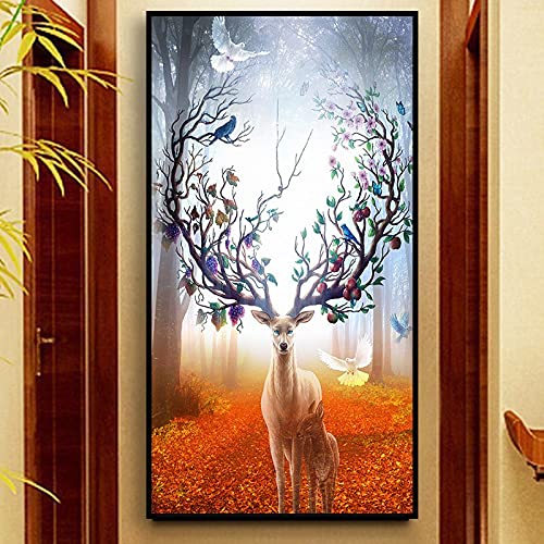 Peinture diamant 5D grand format cerf porte-bonheur kit complet strass brillant