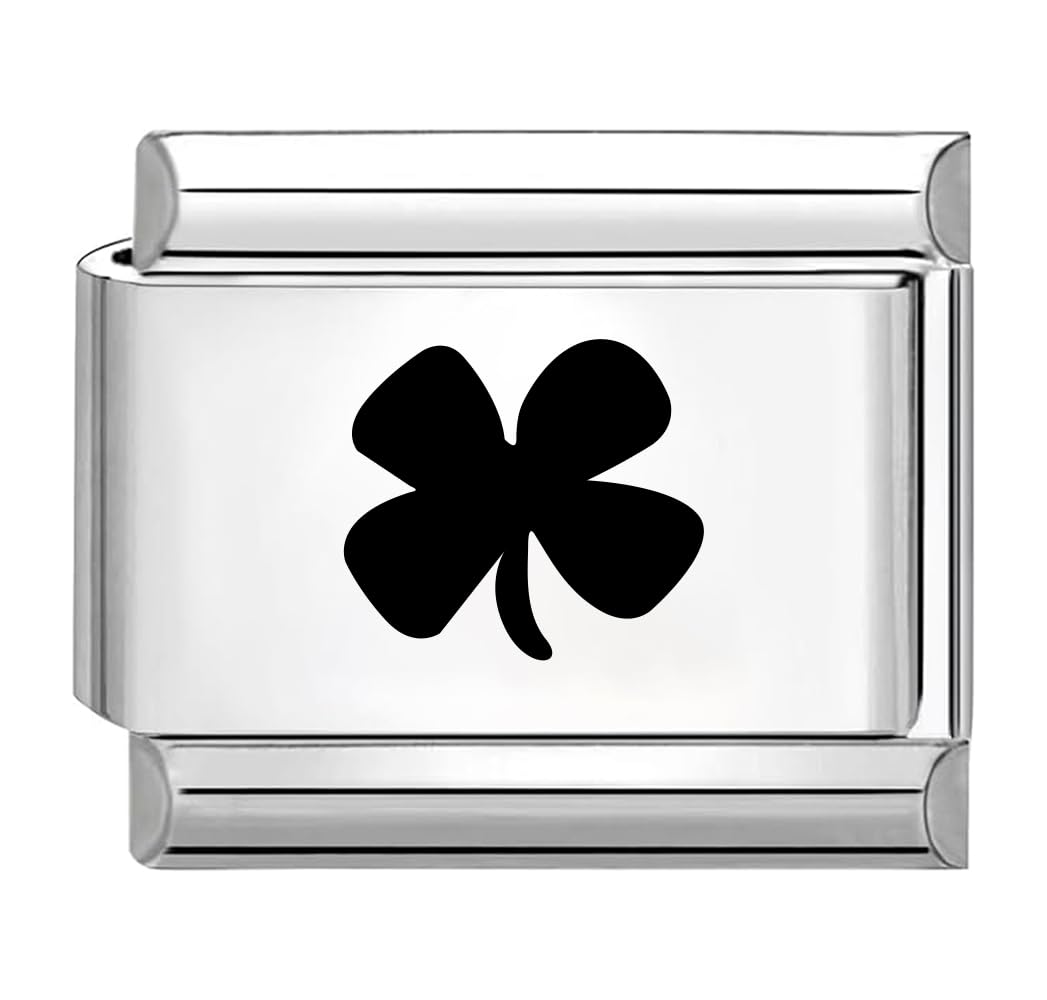 Quiges - Módulo de eslabones de estilo italiano de 9 mm de acero inoxidable con circonita cúbica azul para pulseras de estilo italiano, talla única, Acero inoxidable, No es una piedra preciosa