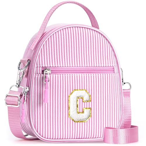 YOOLIFE Geschenk für Mädchen 3 4 5 6 7 8 9 10 11 12 Jahre - Handtasche Mädchen Umhängetasche Kinder Geldbeutel mit Buchstaben Geburtstagsgeschenk für Kinder Teenager Schwester Nichte Rosa C