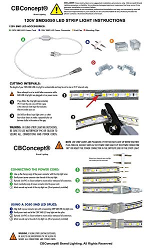 CBConcept UL Listed, 6.6 Feet, Super Bright 1800 Lumen, 6000K Pure White, Dimmable, 110-120V AC Flexible Flat LED Strip Rope Light, Commercial Grade, Indoor Outdoor use, Ready to Plug n Shine - Thumbnail 3