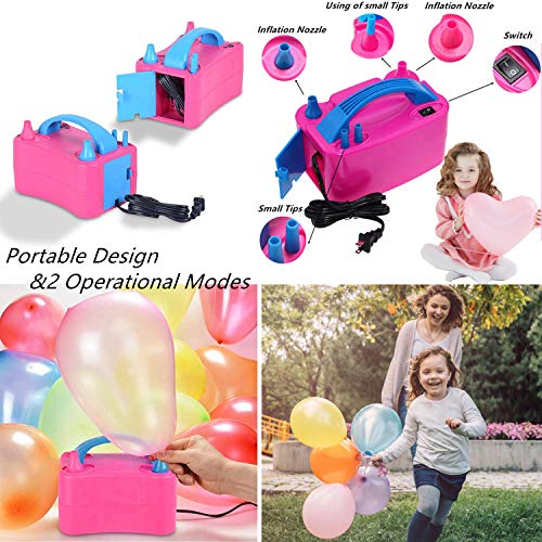 image for ELLECK Balloon Pump, Portable Dual Nozzle Ballon Inflator Pump For Bal