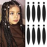 Kids Braiding Hair 12 Inch 8 Packs Braiding Hair Pre Stretched Braiding Hair For Braiding Twist Hair Pre Stretched Braiding Hair For Crochet Box Braids Hot Water Setting Soft Yaki Texture(12Inch, 1B)
