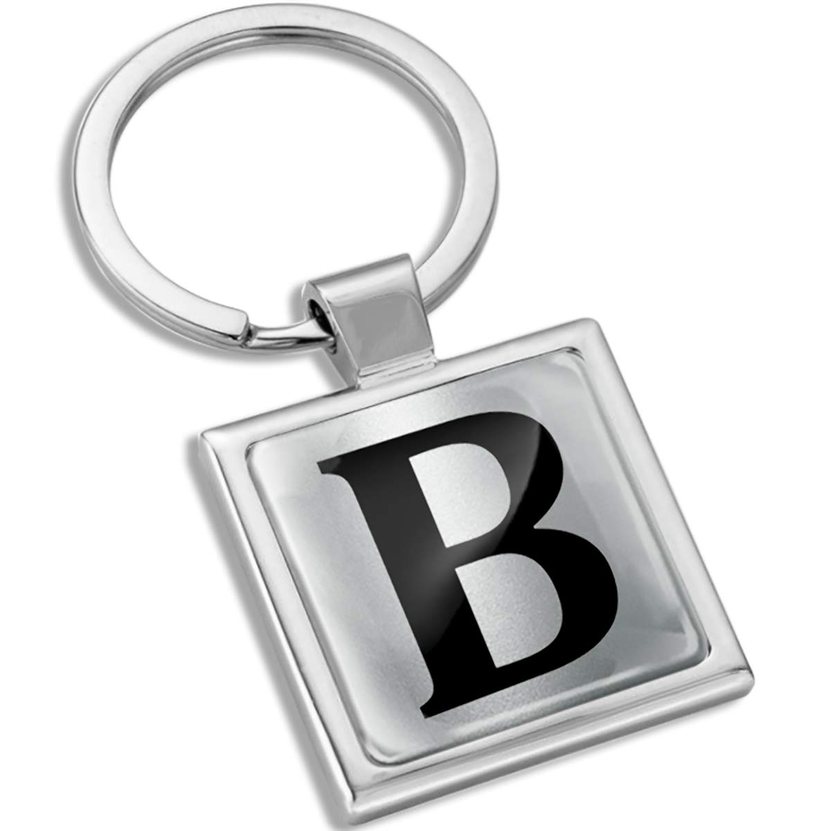 Biomar LabsKK 132 Keyring with Gift Box Letter Metal Key Ring Letter Initials Alphabet Car Key Gift Metal Keychain Stainless Steel Silver B