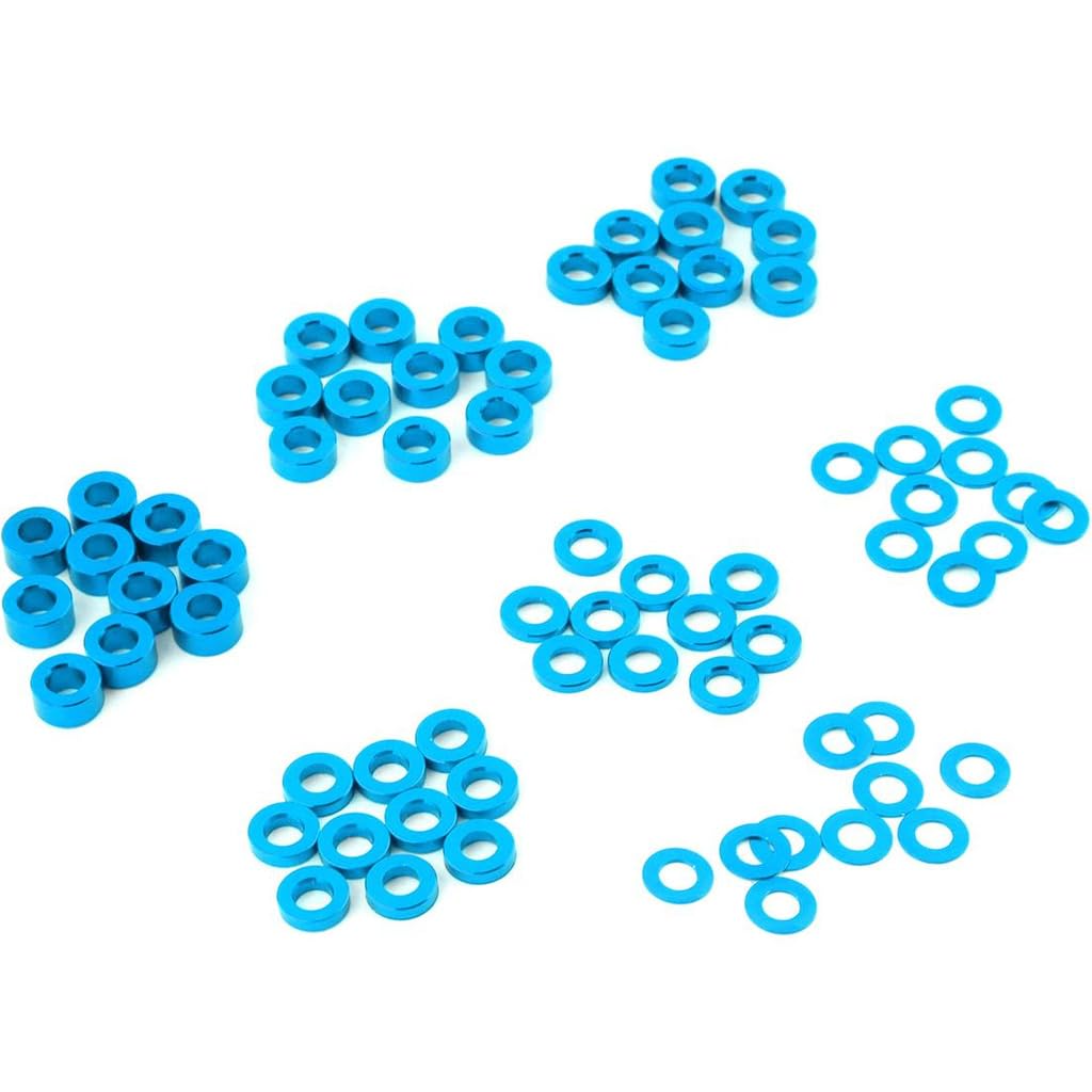 Yeah Racing Aluminum M3 Flat Washer 0.25/0.5/1 / 1.5/2 / 2.5 / 3mm 10pcs Set Blue #YA-0390LB
