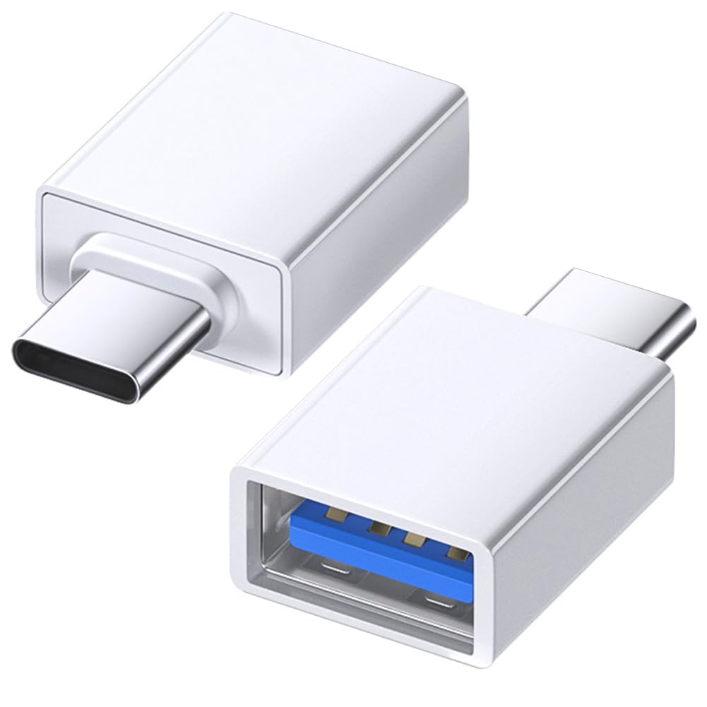 USB C to USB Adapter (2 Pack), USB 3.0 to Type C OTG Adapter, 5Gbps, White