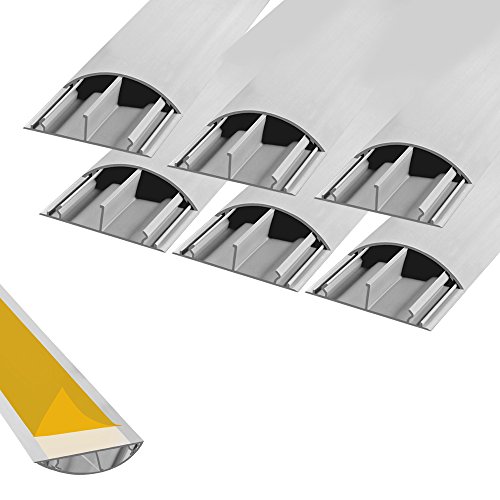 Fussboden Kabelbrücke TV Kabelkanal selbstklebend 6 x 1 m grau 50 x 12 mm TV Kanal Wand Boden Fußboden office halbrund rund Kabel 6 Stück ARLI