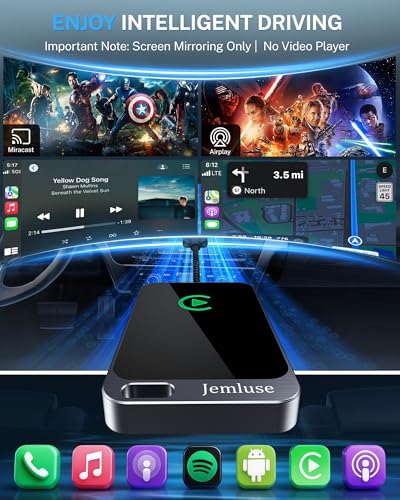 Image of Jemluse Wireless CarPlay Adapter for Apple iPhone - 4-in-1 USB-A Dongle to Convert Wired to Wireless Car Play Adapter - Android Auto, AirPlay, Miracast(Jet Gray)