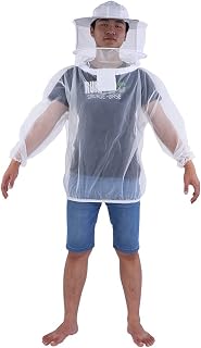 Professional Beekeeper Jacket, Transparent Ultra Thin Breathable Beekeeping Protective Suit Equipment Bee Protection Suit with Hooded Veil