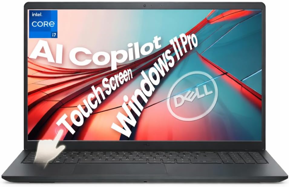 Dell DC15250 15.6" FHD Touchscreen Laptop, Intel Core i7-1355U, 32GB RAM, 1TB SSD, Windows 11 Pro, Backlit Keyboard, Fingerprint Reader, Copilot AI