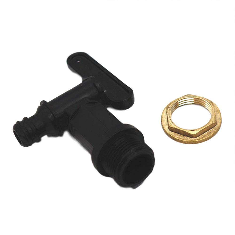 TopHomer Water Butt Tap, 25mm Thread Water Butt Connector Standard IBC Ton Bucket Spout Faucet with Brass Wire Fastener for Rain Barrel, Tank, Garden (Black)