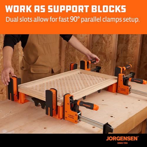 Jorgensen 3-in-1 Support Block, Cabinet Master Parallel Clamp Accessory, Woodworking Bench Dog, Riser Block, Anti-Slip Pad, Clamp Spacer for Assembly and Leveling, 4-Pack by Jorgensen - Used condition - Image 3