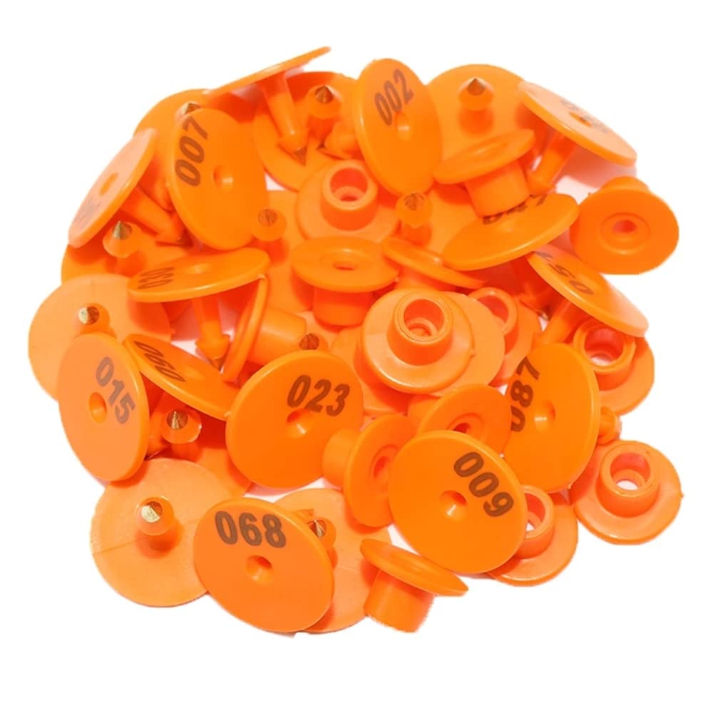 Tierkennzeichnung Ohrmarke, Ohrmarken for Nutztiere, graviert, mehrfarbig, 100er-Packung(Green)