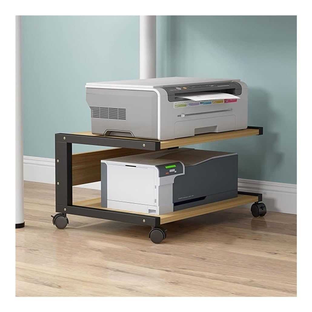 IEOWY 2-Tier Printer Stand Rolling Printer Shelf for Home Office, Mobile Copier Stand Table, Under Desk Printer Rack