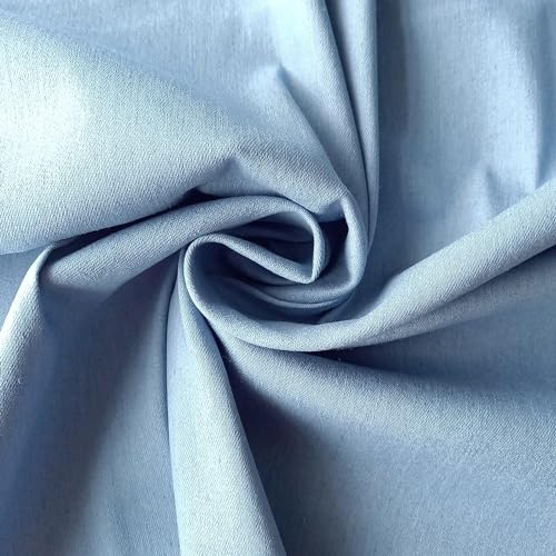 On Trend Fabrics Tela vaquera elástica azul claro – 7 onzas, peso 145 cm de ancho, mezcla de algodón y elastano – pieza de 50 cm