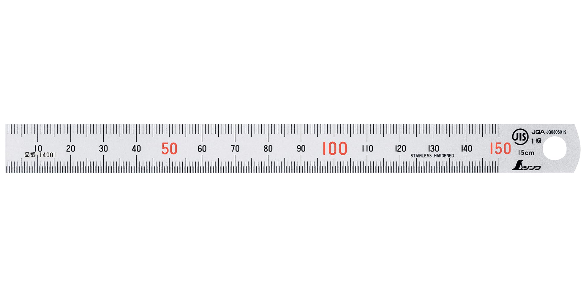 Shinwa Sokutei Linear Scale 15cm [JIS 1st grade] Numbers written in red (14001) (Japan Import)