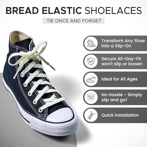 Image of Bread Elastic Shoelaces - Tie Once, Slip On Convenience - Premium Stretch Laces for Boots, Running Shoes, and Everyday Wear