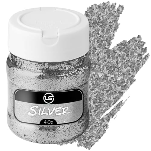 Silver Glitter Bulk 4 OZ Fine Glitter Shaker for Crafts Resin Tumblers