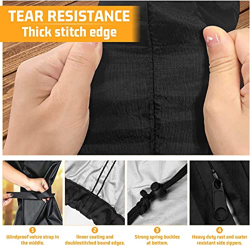 Patio Umbrella Cover Waterproof, Outdoor Offset Parasol Umbrella Cover For 9Ft-12Ft Cantilever Banana Frame Umbrella Durable 210D Oxford Market Parasol Covers With Zipper Waterproof Dustproof ,Black #TOP3