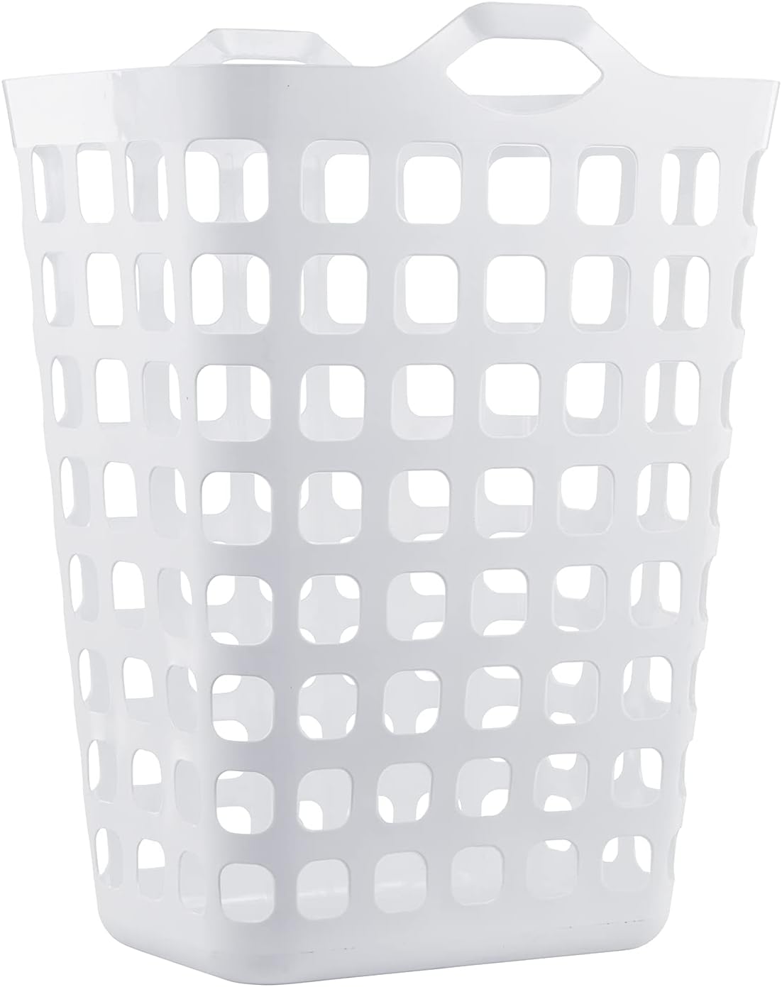 United Solutions Flex Hamper with V-Shaped Dual Handles, Pack of 1, Carrying Comfort and Strength, Two Bushel Capacity Holds Up to 3 Loads of Laundry, Fully Ventilated, White