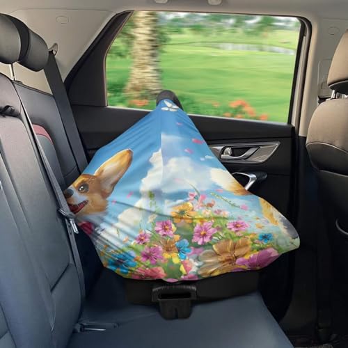 Image of Nursing Breastfeeding Cover Infant Stroller Canopy Blanket Cute Corgi, Shopping Cart Cover for Baby Car Seat Cover Canopy Easy to Install