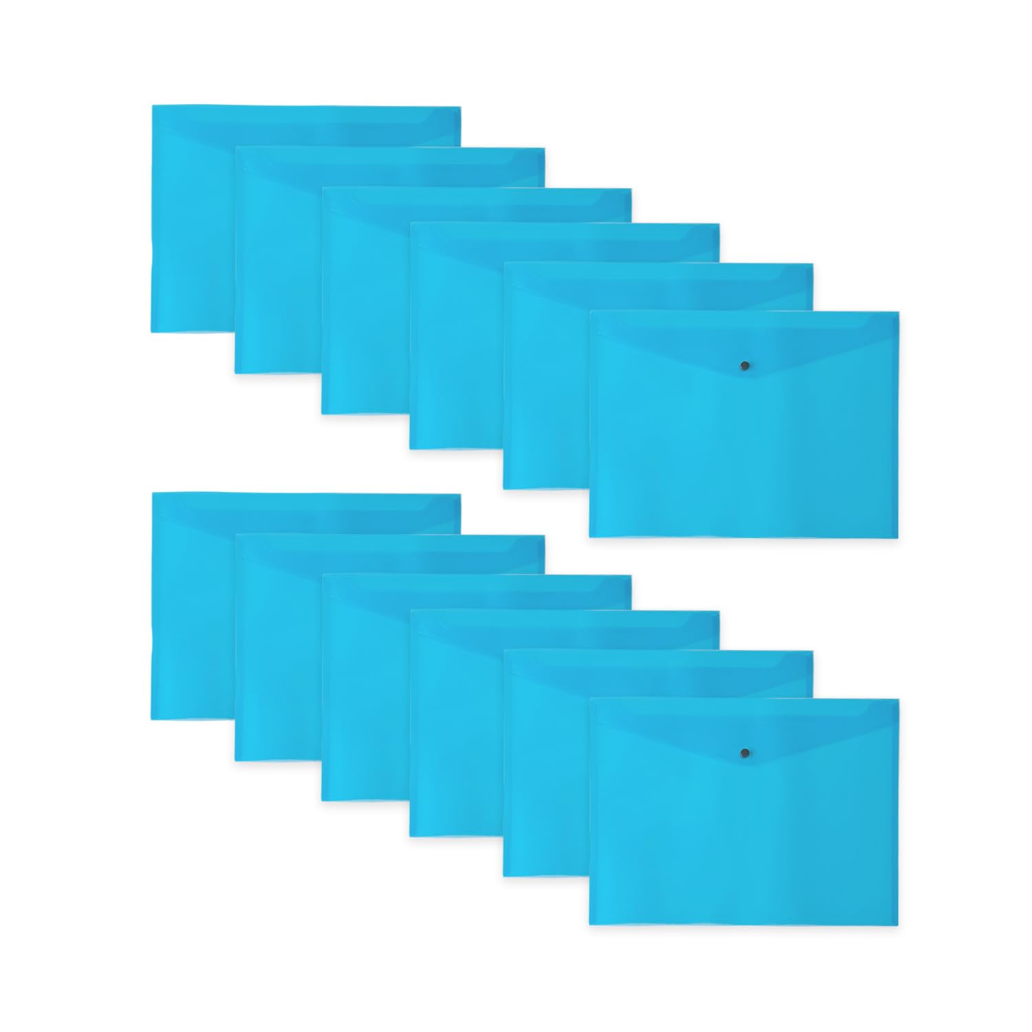 Pack of 12 Blue Janrax A3 Wallets – Strong Polypropylene Document Folders with Press‑Stud Fastening, Holds 150 Sheets
