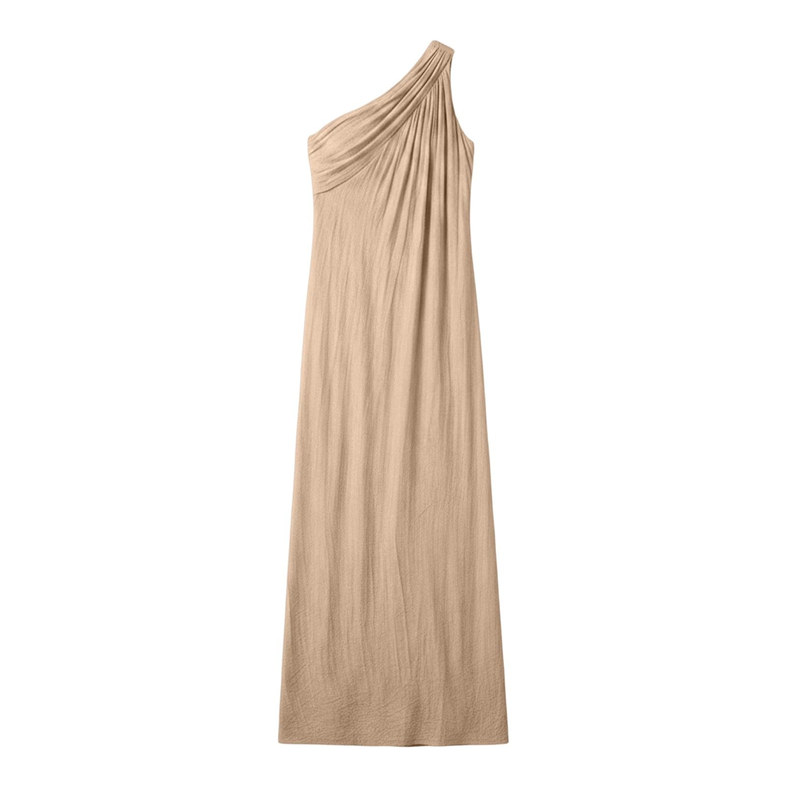Vestido de verano para mujer, sin mangas, cuello asimétrico, vestido de playa, fino, de secado rápido, vestido largo de muselina, vestido elegante con tirantes, vestido midi para vacaciones y lounge
