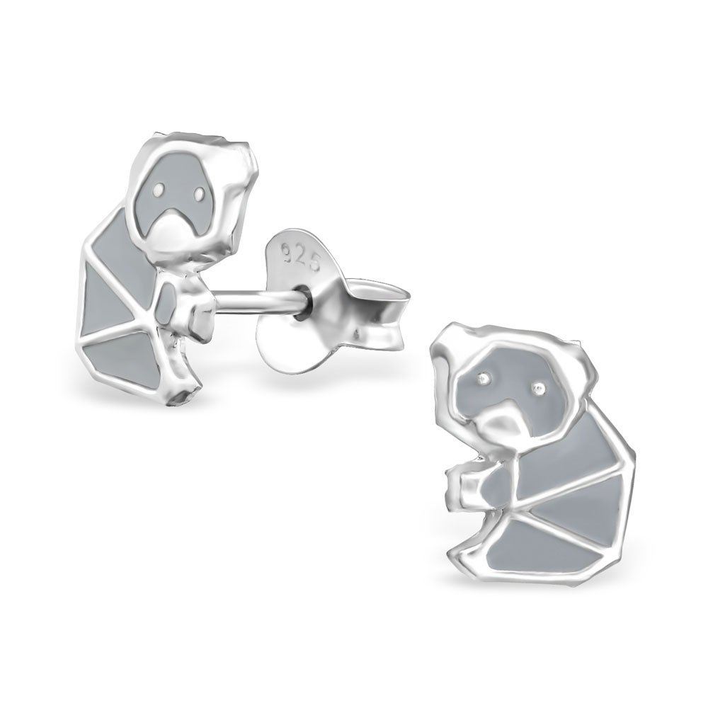 Laimons - Orecchini da bambina a forma di coniglio, con glitter, 9 mm x 7 mm, in argento Sterling 925