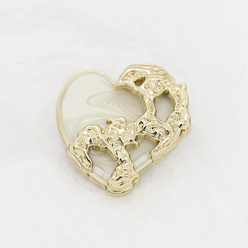 Guziki, metalowe perłowe guziki na 10 sztuk w kształcie serca Metalowe perłowe guziki do szycia Guziki perłowe, perłowy guzik na trzonku Czarny Biały Złoty(White,18mm)