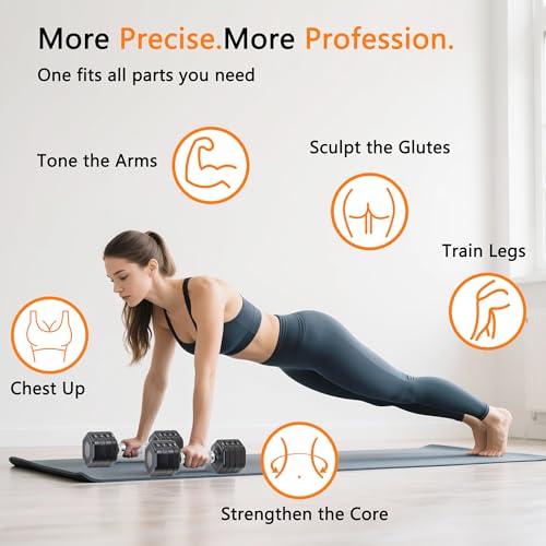 Image of Adjustable Dumbbell Set of 2 Total 20 Lbs 4-in-1 Each 4lb 6lb 8lb 10lb 1s-Adjust Dual-Stable Free Weights for Women Men Home Gym Outdoor Workouts