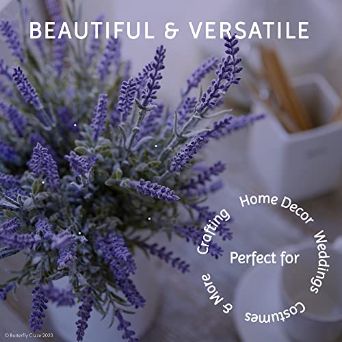 Butterfly Craze Artificial Lavender 4-Piece Bundle – Lifelike Faux Silk Plants for Crafting or Home Decor – Great for Pairing With Other Fake/Dried Flowers like Purple Roses to Cre image 7