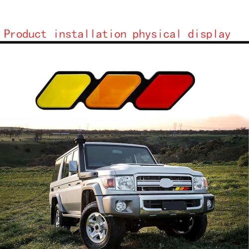 Image of 1 PC Car Slotted Grille with Three Color Markings, 4.72 inch x 0.98 inch Thickened Center Grille Personalized Markings, Modification Accessory, for Toyota Tacoma 4runner Tundra (Yellow & Orange & Red)