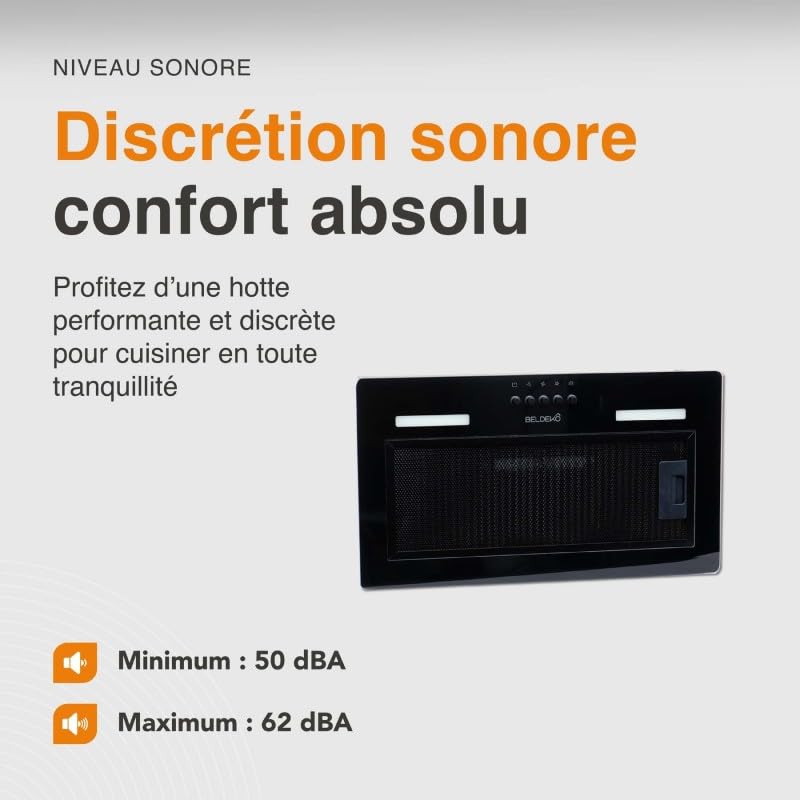 HOTTE INCASTRABILE — GRUPPO FILTRANTE NERO 52 CM | ISOS 52 BK BELDEKO