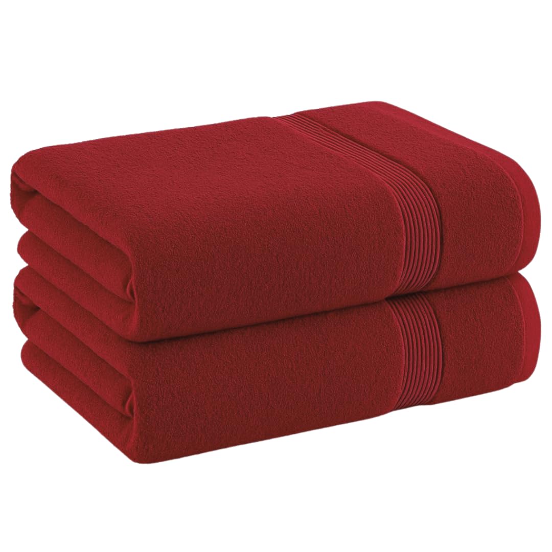 Diamond Tex Premium Extra Large Bath Sheet (90x180 cm–600 GSM) 100% Egyptian Cotton towels bath sheet, Ultra Soft jumbo bath sheets towels extra large Quick Dry big towels (1 Pack, Red)