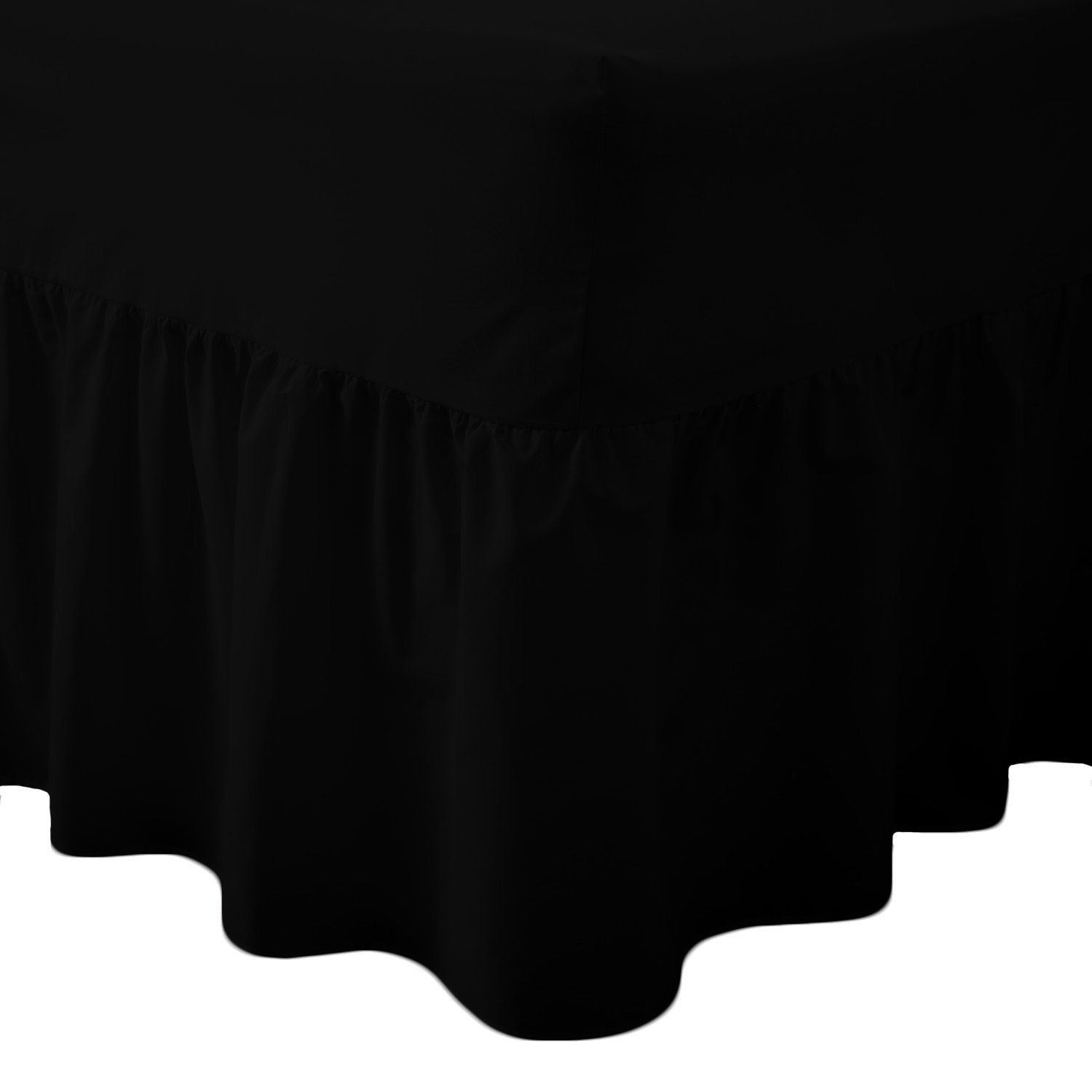 Amigozone Black Plain Pollycotton Valance Fitted Sheet Or Pillow Pair Cases (Single, )