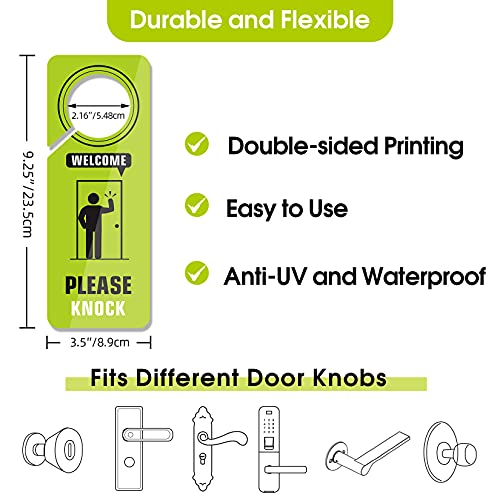 Psler DOOR-HANGER-WELCOME 4 Pack Do Not Disturb Door Hanger Sign, Please Knock Sign For Bedroom Door Psler Shh Baby Sleeping Door Sign thumb #2