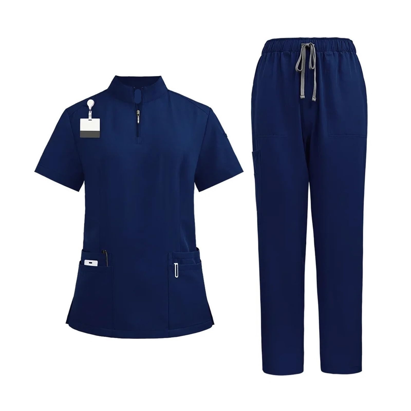Monos Médicos Uniformes for Mujer Conjuntos de Bata for Hospital Médicos Enfermeras Accesorios Clínica Dental Salón de Belleza SPA Ropa de Trabajo Tela(Deep Blue,XL)
