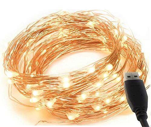 MSC - 23ft / 7m - 70 Led's USB Fairy Lights Powered LED Warm White Coloured String Fairy Lights On Copper Cable, Ideal for Christmas, Xmas, Party,Wedding,Decoration Warm-USB-7m