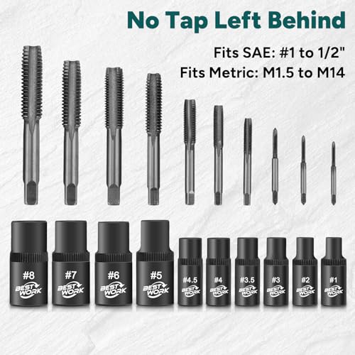 Image of 12pcs Magnetic Tap Socket Set, 1 /4 inch, 3 /8 inch Square Drive Tap Handle