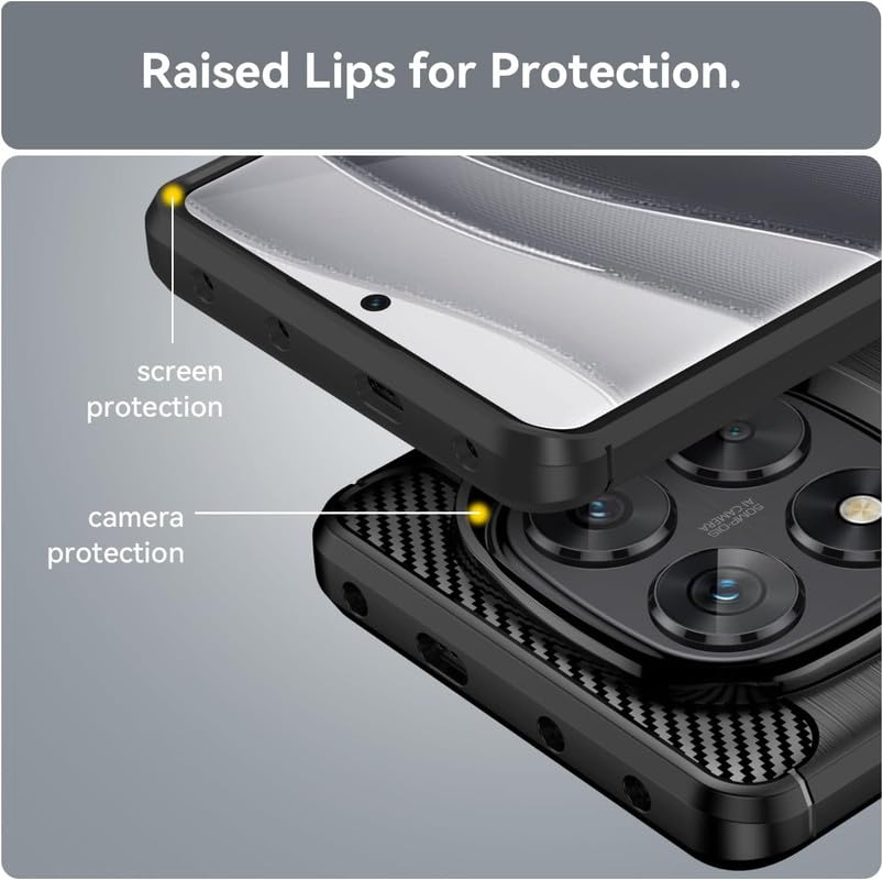 Image of NPRC Hybrid Ultra Slim Protective Case TPU Non-Slip Carbon Fiber Texture Shockproof Case Cover for Redmi Note 14 Pro - Black