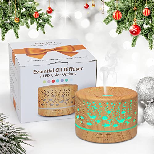 Hianjoo Aroma Diffuser 700 ml luchtbevochtiger met timer, ultrasone aromatherapie diffuser led met 7 kleuren voor kantoor, yoga, spa, slaapkamer - helder hout - Afbeelding 3