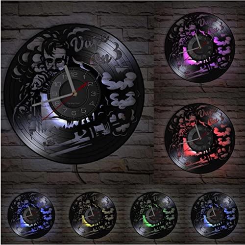 LTMJWTX con luz LED Shop Wall Sign Logo Reloj de Pared Cigarrillo Disco de Vinilo Reloj Vaporizador Cafe Smoke Shop Decoración de Pared Regalo-12inch Cover