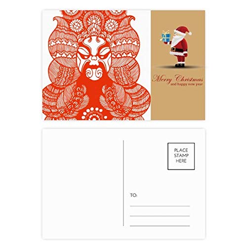 Cartes postales opéra de Pékin et Père Noël chinois en papier pour vœux de fin d'année