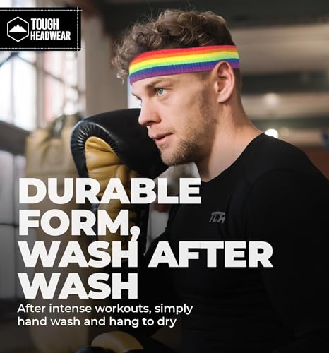 Image of Tough Headwear Terry Cloth Headband - Sweat-Wicking Running Head Band - Basketball Accessories - Headband for Washing Face