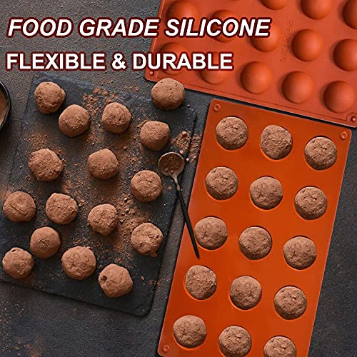 image for Lerykin Small 15-Cavity Semi Sphere Silicone Molds Non-Stick,2 Packs H