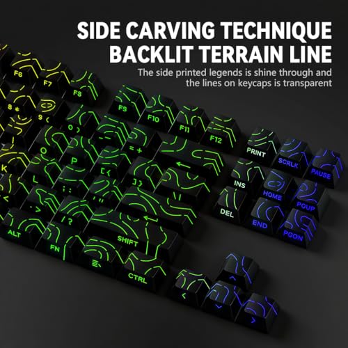 Image of ZORBES130-Key Custom Topographic Keycaps, Fashion Contour Line Design,Minimalist Line Backlit Mechanical Keyboard Gaming Keboard Keycap Set