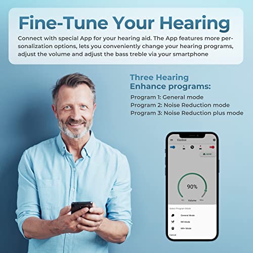 Earup Rechargeable Bluetooth Hearing Aids With App Control For Seniors Adults, Personal Digital Hearing Amplifier Sound Device With Earbuds Voice Enhancer Noise Cancelling Gifts For Father And Mother 1 Pair (White) #TOP5