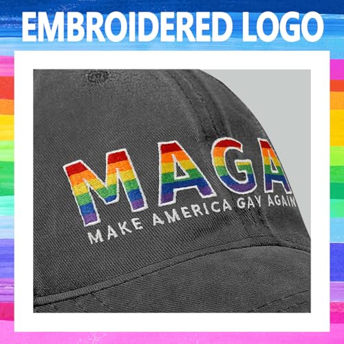 Image of Gay Pride Rainbow Trucker Hat for Men and Women LGBT Embroidered Adjustable Washable LGBTQ Baseball Cap Gifts