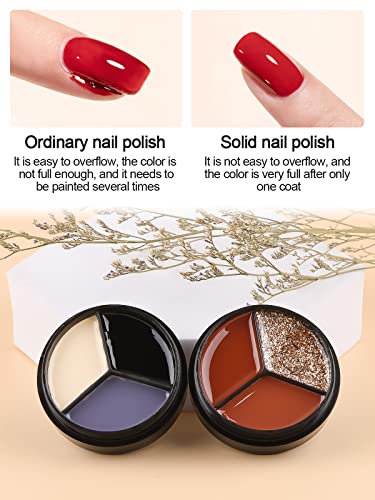 EBANKU 6 Farben Feste Creme Gel Nagellack Set, 3 in 1Pudding Creme Nagelgel Farbgel, Farbgel Für Gelnägel, Solid UV Gel… – Bild 4
