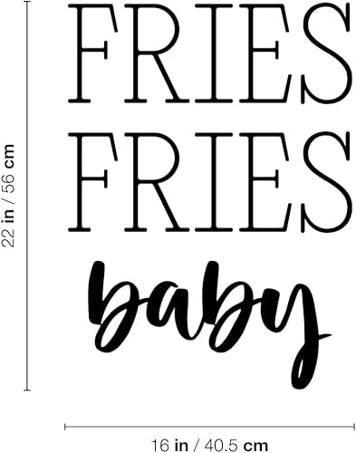 Miniatura 3 de Vinyl Wall Art Decal - Fries Fries Baby - 16" x 22" - Food Trendy Inspirational Funny Quote Sticker for Girls Teen Bedroom Kids Home Kitchen Living